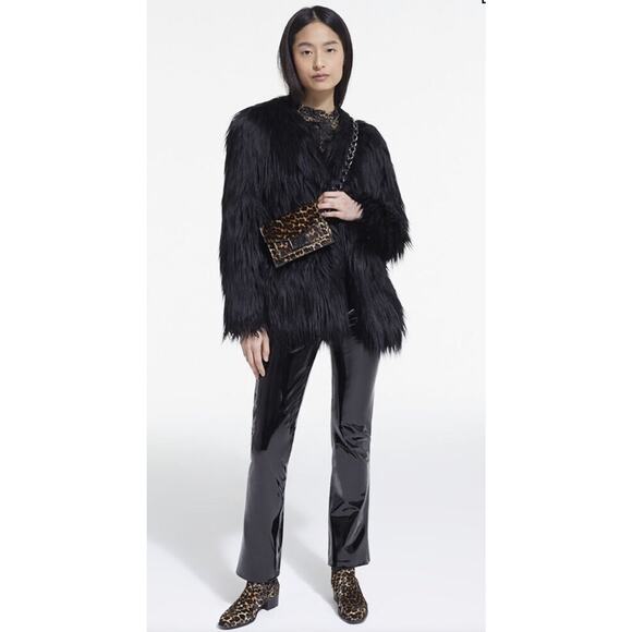 RESERSIBLE BLACK HOBO FAUX FUR COAT size medium - Picture 1 of 13